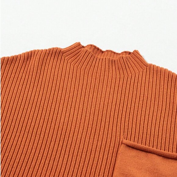 Orange Casual Women's Minimalist Short Sleeve Knit Top - Picture 8 of 9